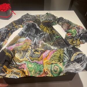 NEW Shrey London Embellished Tunic Dress – Crystal Boho Luxe – Size M